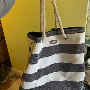 Striped Black and White Tote Bag